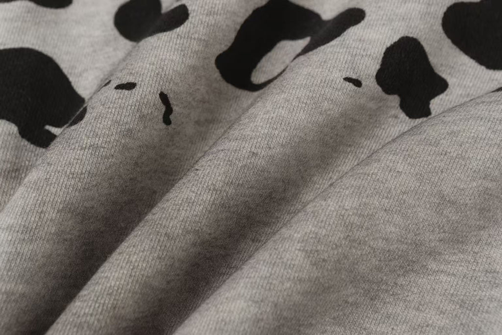 Vale Forever Vintage Leopard Print & "USA" Graphic Zip-Up Hoodie & Sweatpants Set - Grey