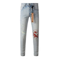 Classic Blue Ripped Jeans with Distressed Knees 3008