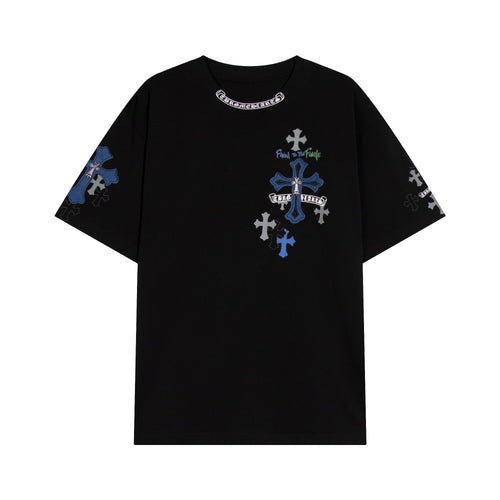 Chrome Hearts Cross Metal Denim Spliced Short-Sleeve T-shirt TB14