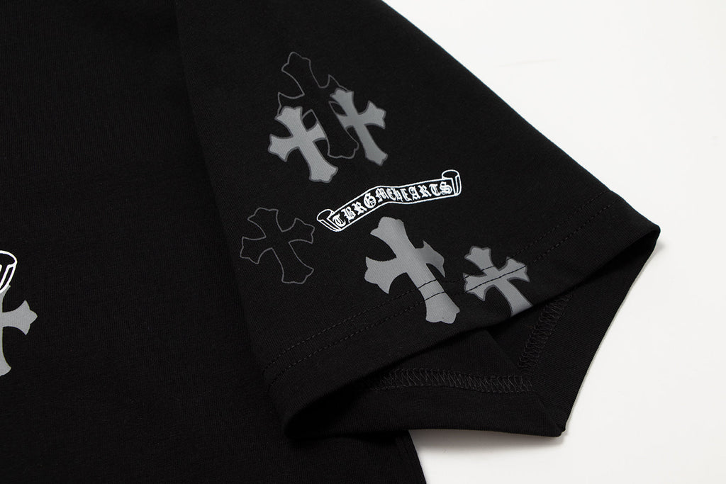 Chrome Hearts Cross Metal Denim Spliced Short-Sleeve T-shirt TB14