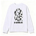 BAPE Style "BY BATHING APE" Camo Ape Head Long-Sleeve Tee - White/Monochrome Camo