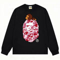 BAPE Style Baby Milo on Camo Ape Head Long-Sleeve Tee - Black/Pink