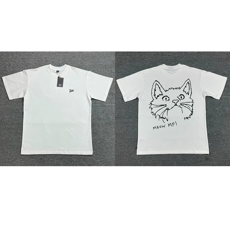 Patta Sketch Cat Graphic White Short Sleeve T-Shirt Unisex
