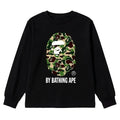 BAPE Style "BY BATHING APE" Camo Ape Head Long-Sleeve Tee - Black/Green
