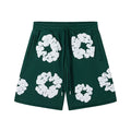 Denim Tears Cotton Wreath Graphic Shorts - Dark Green / Relaxed Streetwear Fit