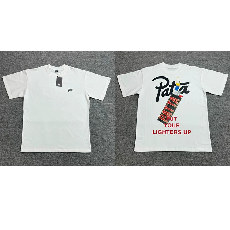 Patta Lights Up Script White Short Sleeve T-Shirt Unisex