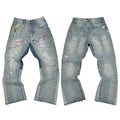 Gallery Dept. Painted Graffiti & Distressed Light Wash Denim Jeans