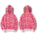 BAPE Style Camo Shark Full-Zip Hoodie - Pink