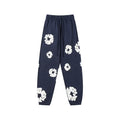 Denim Tears Cotton Wreath Graphic Sweatpants - Navy Blue / Relaxed Streetwear Fit