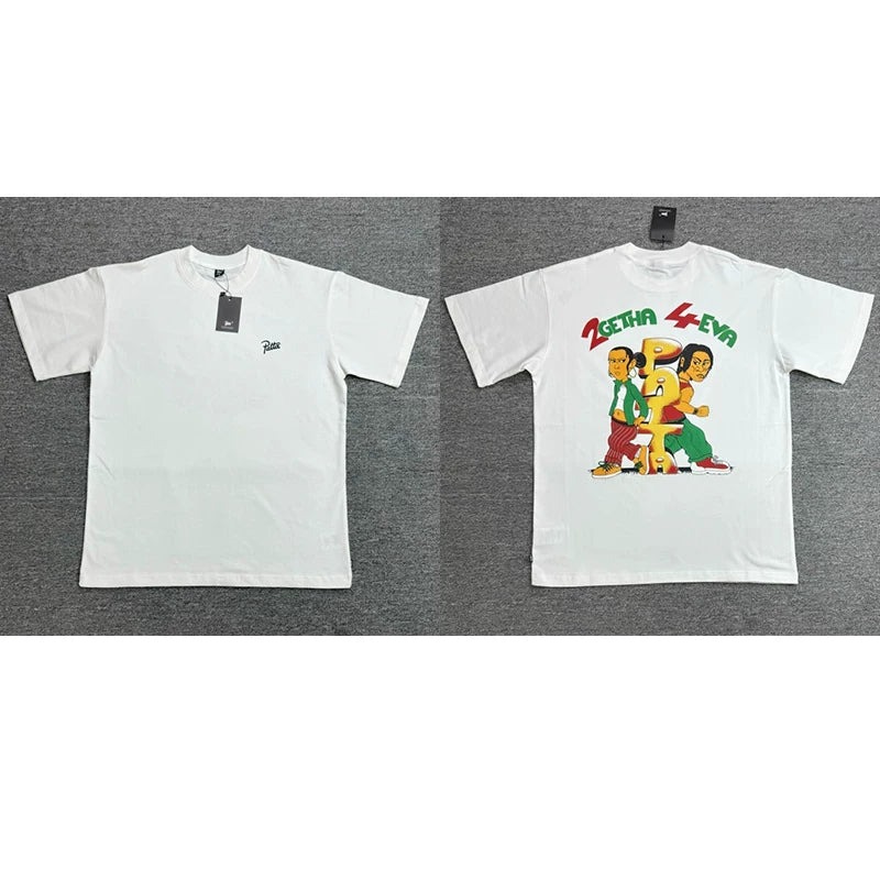 Patta Cartoon Character Graphic White Short Sleeve T-Shirt Unisex