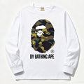BAPE Style "BY BATHING APE" Camo Ape Head Long-Sleeve Tee - White/Yellow