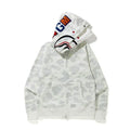 BAPE Style Camo Shark Full-Zip Hoodie - White/Light Grey