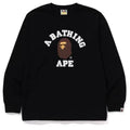 BAPE Style Collegiate Arc Logo & Ape Head Long-Sleeve Tee - Black
