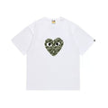 BAPE x PLAY Style Camo Heart Short-Sleeve Tee - White/Classic Green