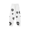 Denim Tears Cotton Wreath Graphic Sweatpants - White/Black / Relaxed Streetwear Fit