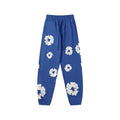 Denim Tears Cotton Wreath Graphic Sweatpants - Royal Blue / Relaxed Streetwear Fit