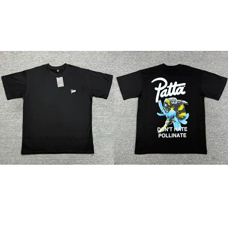 Patta Blue Cartoon Character Graphic Short Sleeve T-shirt Unisex