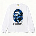 BAPE Style "BY BATHING APE" Camo Ape Head Long-Sleeve Tee - White/Blue