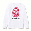 BAPE Style "BY BATHING APE" Camo Ape Head Long-Sleeve Tee - White/Pink