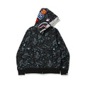 BAPE Style Space Galaxy Shark Full-Zip Hoodie - Black Multi