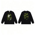 BAPE Style Big Camo Ape Head Long-Sleeve Tee - Black/Green