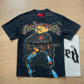 Godspeed Skeleton Guitarist Rocker Graphic Tee Cotton Acid Washed Shirt