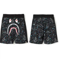 BAPE Style Space Galaxy Camo Shark Casual Shorts - Dark Black/Grey