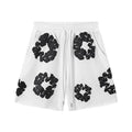 Denim Tears Cotton Wreath Graphic Shorts - White/Black / Relaxed Streetwear Fit
