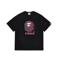 BAPE Style Glitch Colorblock Ape Head Short-Sleeve Tee - Black