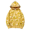 BAPE Style Camo Shark Full-Zip Hoodie - Yellow