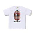 BAPE Style Tartan Plaid Big Ape Head Short-Sleeve Tee - White/Red