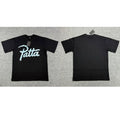 Patta Light Blue Script Logo Black Short Sleeve T-shirt Unisex