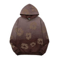 "Denim Tears" Brown Ombre Floral Pattern Oversized Hoodie