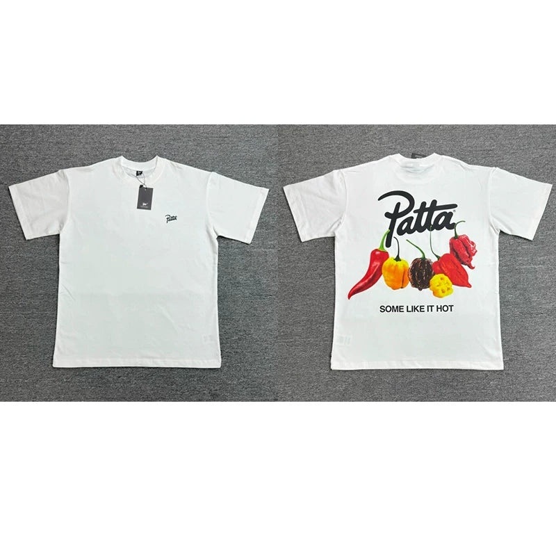 Patta Color Pepper Vegetable Graphic White Short Sleeve T-Shirt Unisex