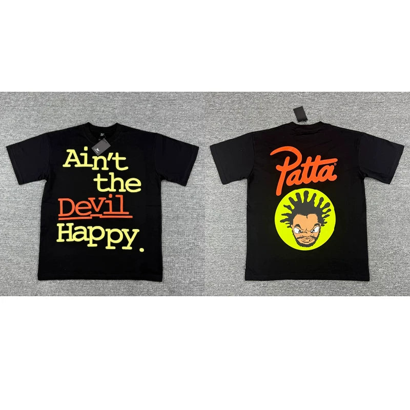 Patta Ain't The Devil Happy Black Short Sleeve T-Shirt Unisex