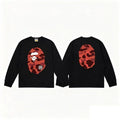 BAPE Style Big Camo Ape Head Long-Sleeve Tee - Black/Red