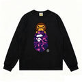 BAPE Style Baby Milo Peeking on Camo Ape Head Long-Sleeve Tee - Black/Purple