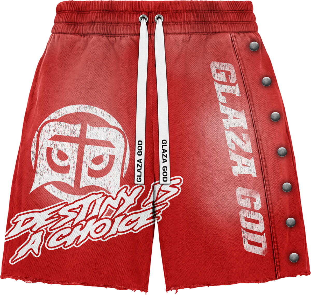 GLAZA GOD Heavyweight French Terry Shorts – Red Wash