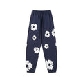 "Denim Tears" Navy Blue Floral Pattern Oversized Sweatpants