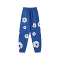 "Denim Tears" Royal Blue Floral Pattern Oversized Sweatpants