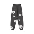 "Denim Tears" Charcoal Grey Floral Pattern Oversized Sweatpants