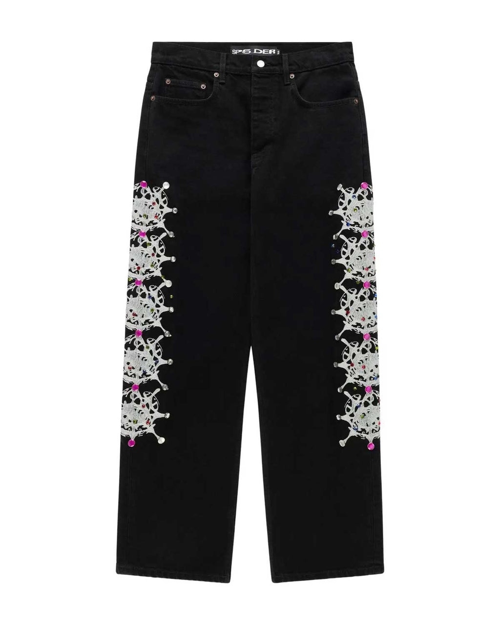 Sp5der Web Stone Denim Pants Black