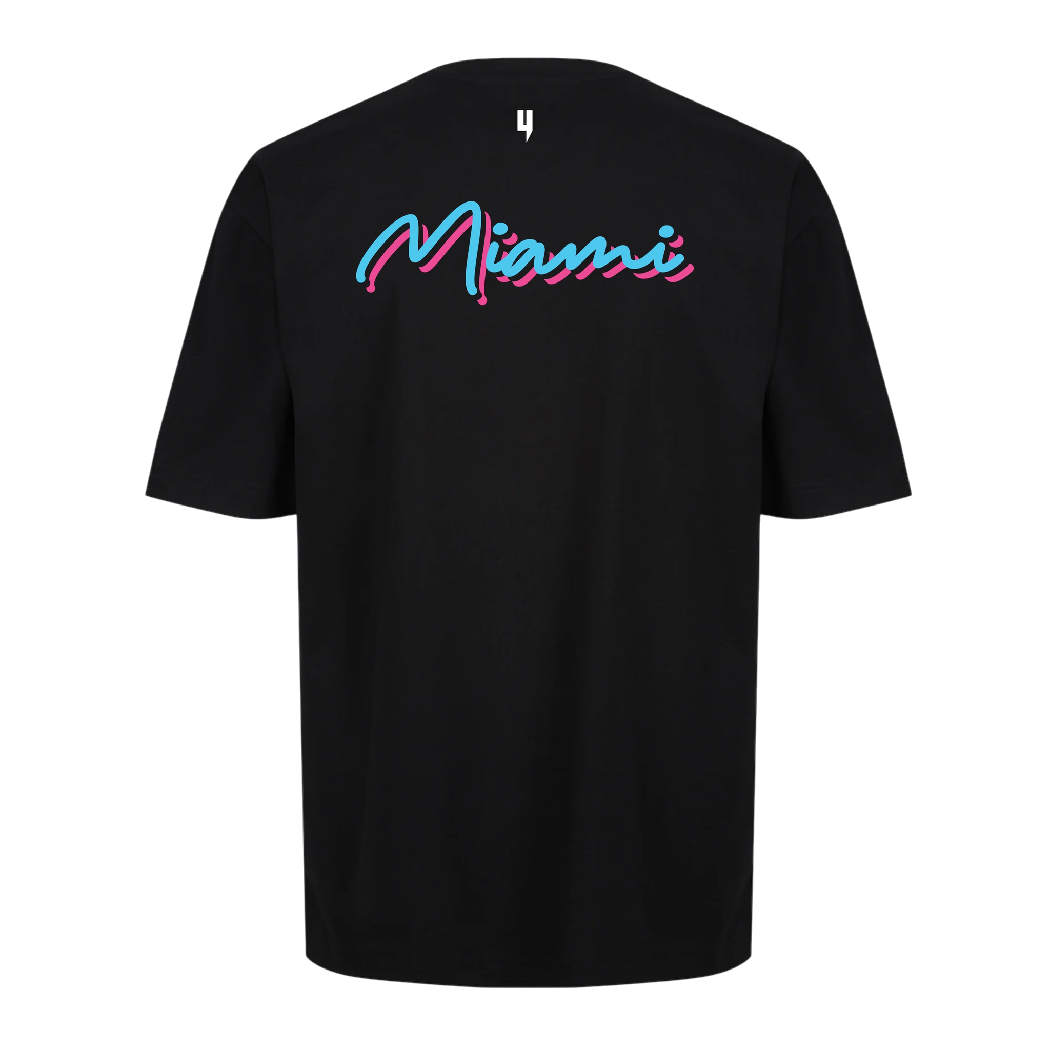 BLACK RELAXED FIT TEE MIAMI CIRCLE LOGO