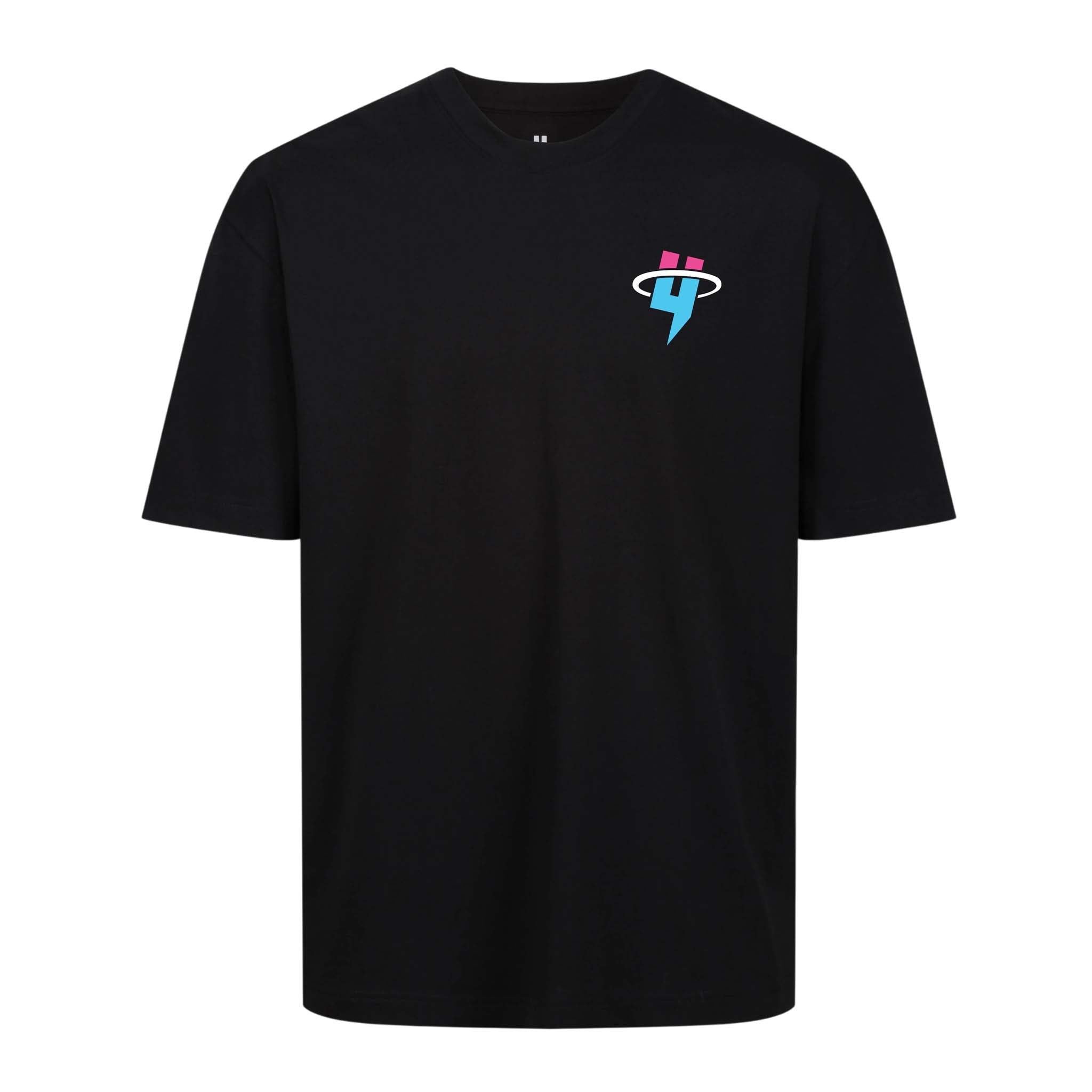 BLACK RELAXED FIT TEE MIAMI CIRCLE LOGO