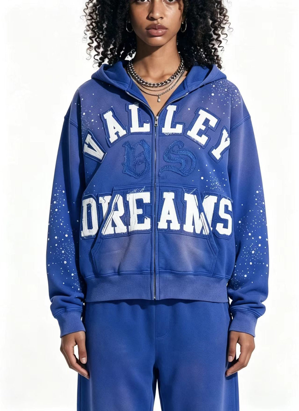 Vale Forever Classico Zip Up Hoodie Sapphire Blue