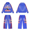 Vale Forever Vintage Bee Graphic Hoodie & Striped Sweatpants Set - Blue